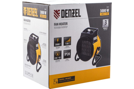 Купить Тепловая пушка Denzel керамический нагреватель DHC 3-150  230 В  0 025/1 5/3 кВт 96431 фото №20