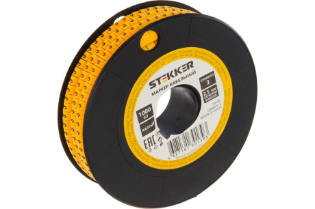 Купить Кабель-маркер  3  для провода сеч. 2 5мм желтый STEKKER фото №1