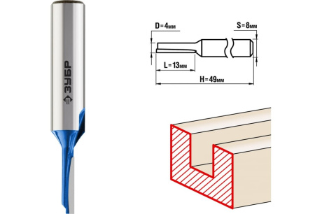 Купить Фреза пазовая прямая D4х13х8 "Профессионал" 28753-4-13  ЗУБР 28753-4-13 фото №1
