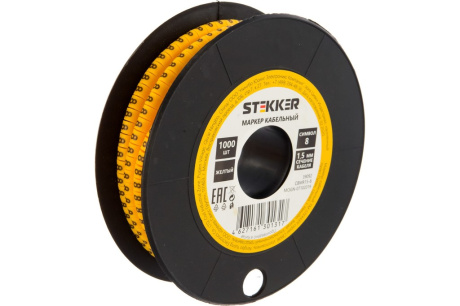 Купить Кабель-маркер  8  для провода сеч. 1 5мм желтый STEKKER фото №1