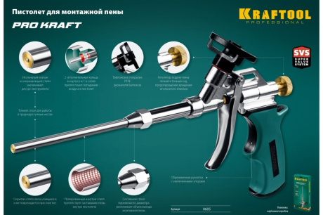 Купить Пистолет для монтажной пены KRAFTOOL PROKraft с тефлоновым покрытием держателя, 0685_z04 фото №4