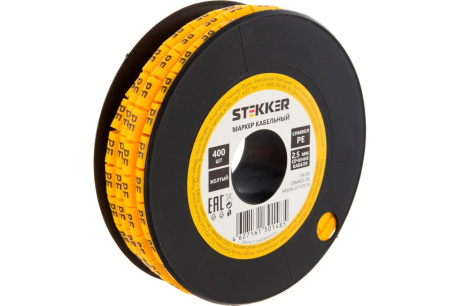 Купить Кабель-маркер  PE  для провода сеч. 2 5мм желтый STEKKER фото №1