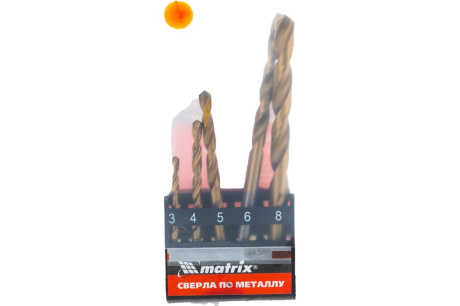 Купить Набор сверл  нитридтитан  по металлу 3-4-5-6-8мм HSS  MATRIX фото №1