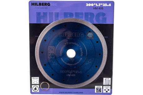 Купить Диск алмазный отрезной Турбо Ультратонкий Х-тип (200х25.4/22.23 мм) Hilberg HM405 фото №1