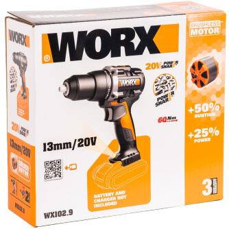 Купить Дрель аккумуляторная WORX WX102.9 20V без акк и з/у фото №8